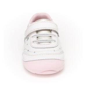 Size 4.5 Baby Stride Rite Pink and White Baby Walkers